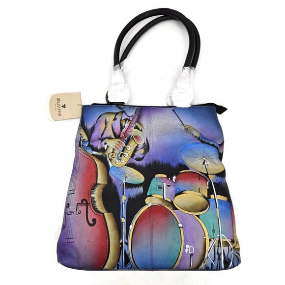 Anuschka Handbags - New Anuschka Jazz Trio Large Leather Shopper Tote Handpainted Purse Shoulder Bag